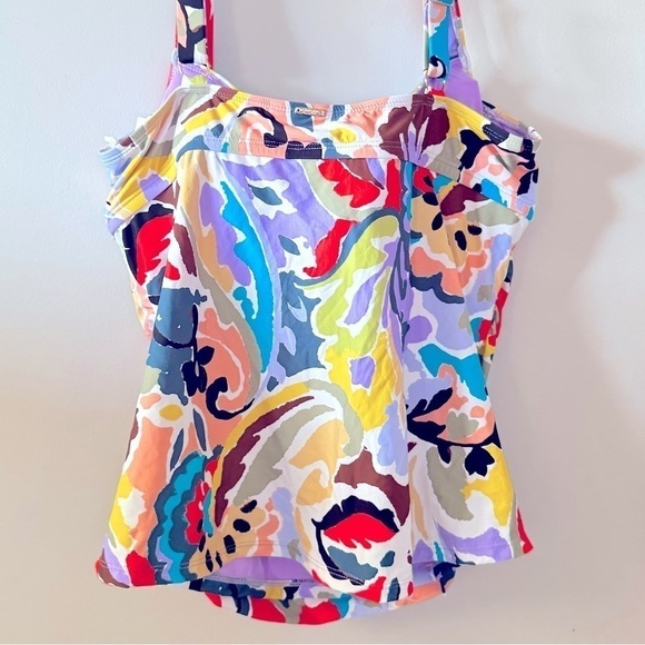 Plus Size Kashmir Paisley Retro Twist Tankini Top Swimsuit, swimwear - Picture 7 of 10